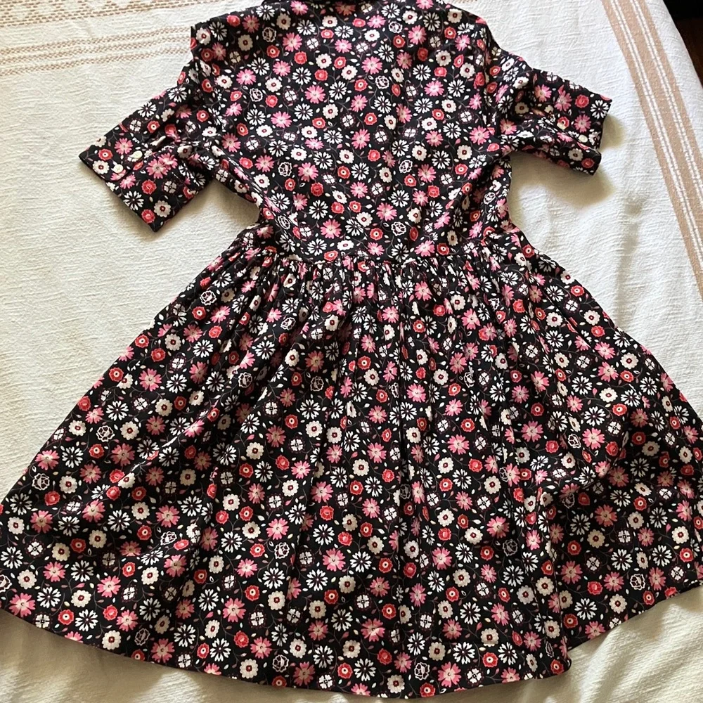kate spade Black Floral Shirt Dress with Pink & White Blooms